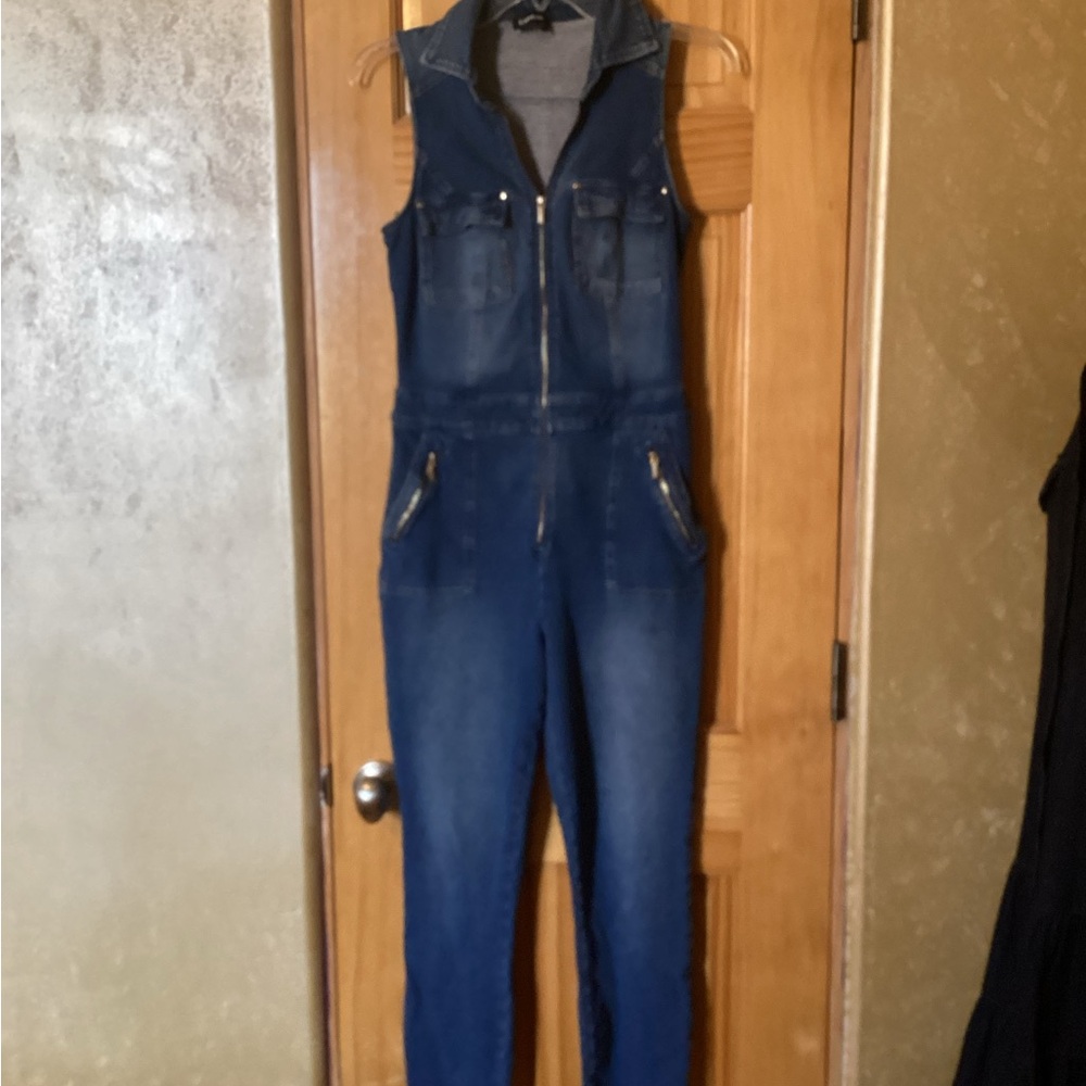 Bebe Blue Denim Jumpsuit S